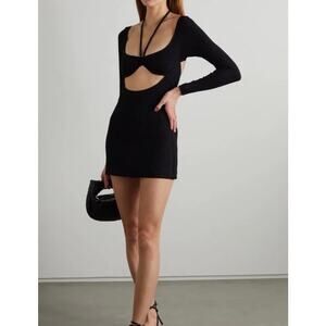 Leslie Amon Paris Stretchy Ribbed Underwire Luna Mini Dress Black XS